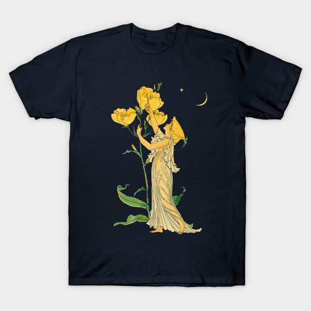 Evening Primrose by Walter Crane T-Shirt by MasterpieceCafe